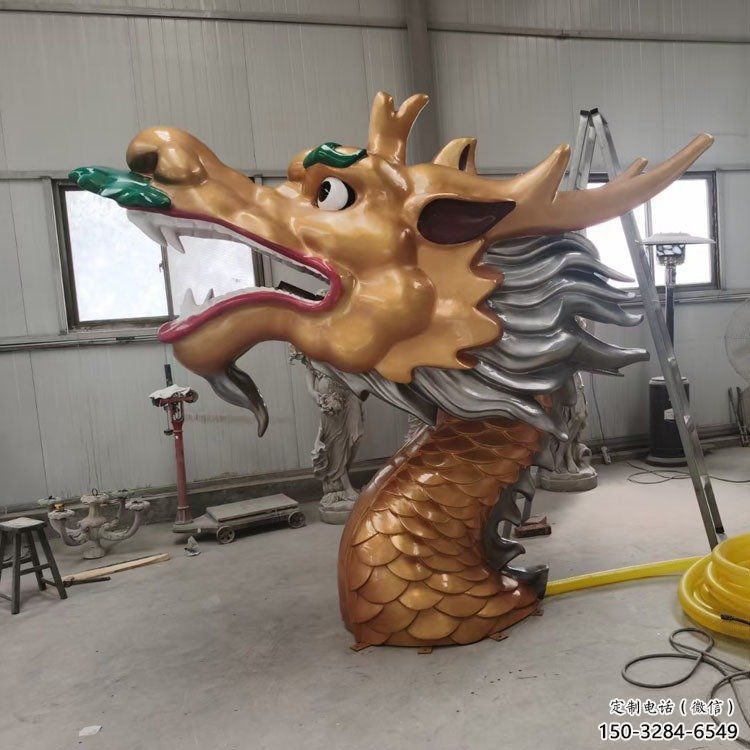 抽象龍頭雕塑，黃銅材質(zhì)，公園園林?jǐn)[件