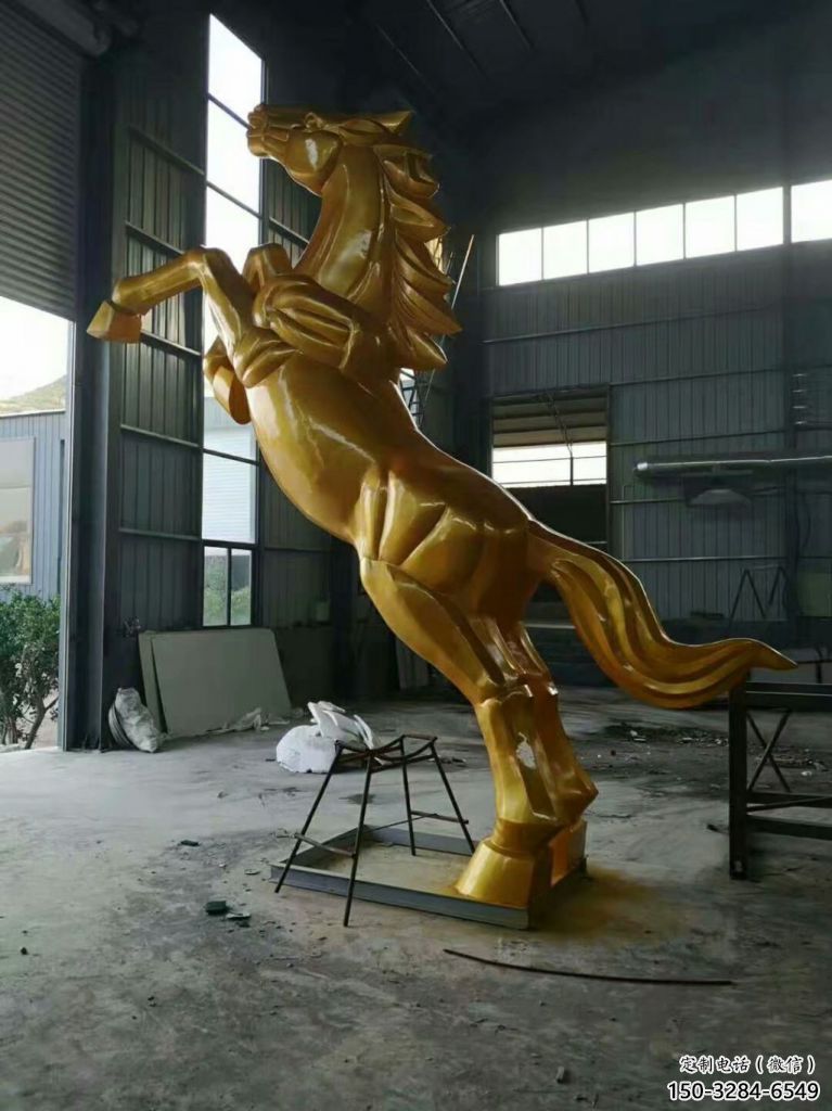 烤漆奔馬雕塑，城市街頭擺件，不銹鋼動物小品