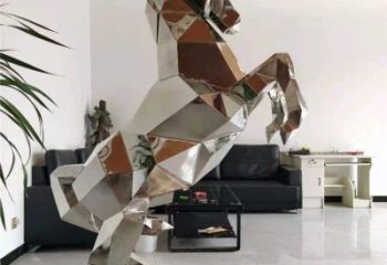 鏡面奔馬雕塑，城市動物擺件，大型廣場小品
