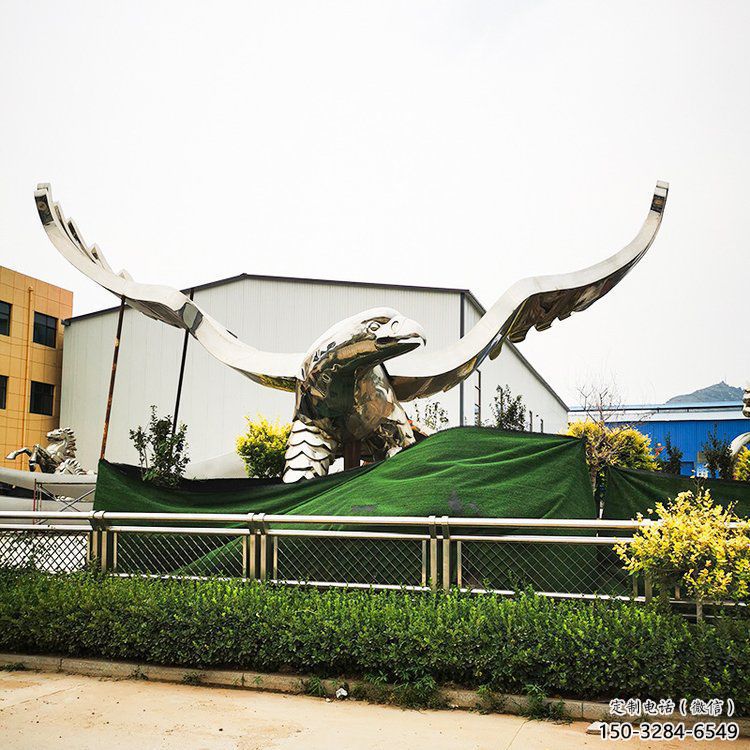 不銹鋼園林老鷹雕塑 城市廣場雕塑 步行街擺件