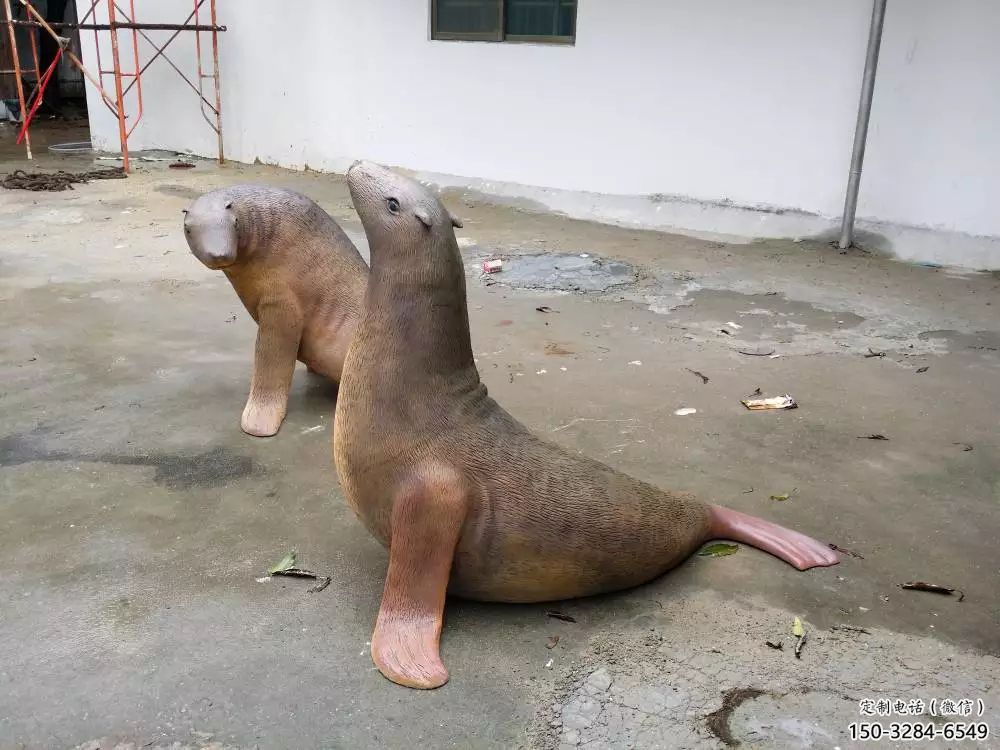 古銅色海豹雕塑 大型城市雕塑 商業(yè)街?jǐn)[件