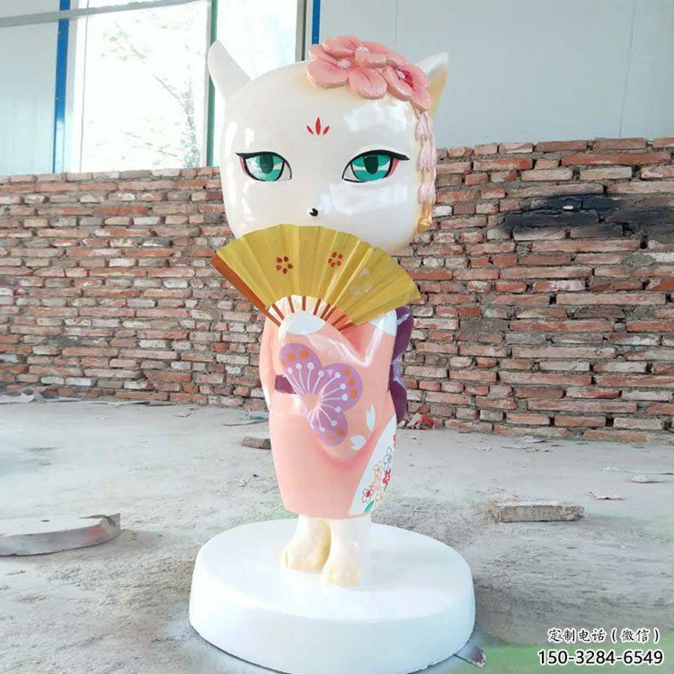 抽象狐貍雕塑 店門口彩繪雕塑 步行街擺件