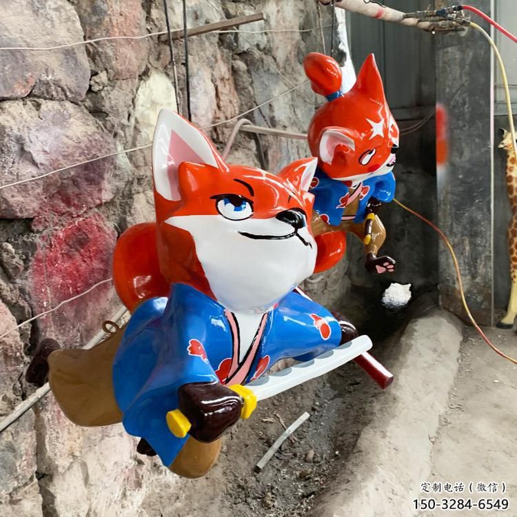 風景區狐貍雕塑 售樓處廣場雕塑 彩繪擺件