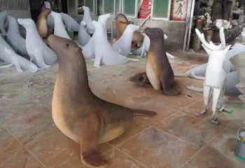 城市海豹雕塑 風(fēng)景區(qū)彩繪雕塑 抽象擺件