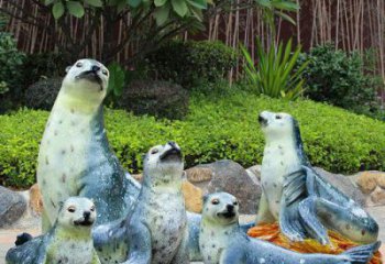 抽象海豹雕塑 店門(mén)口彩繪雕塑 步行街?jǐn)[件