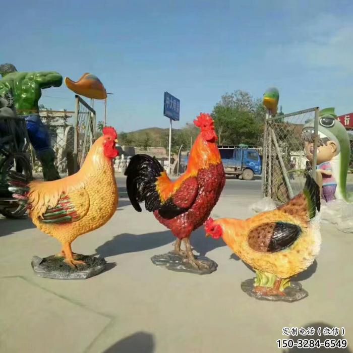 庭院小雞雕塑，動物主題，鍍銅工藝