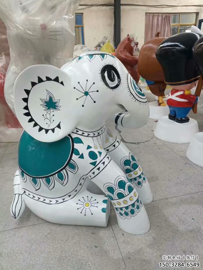 庭院小象雕塑，動(dòng)物主題，仿木工藝