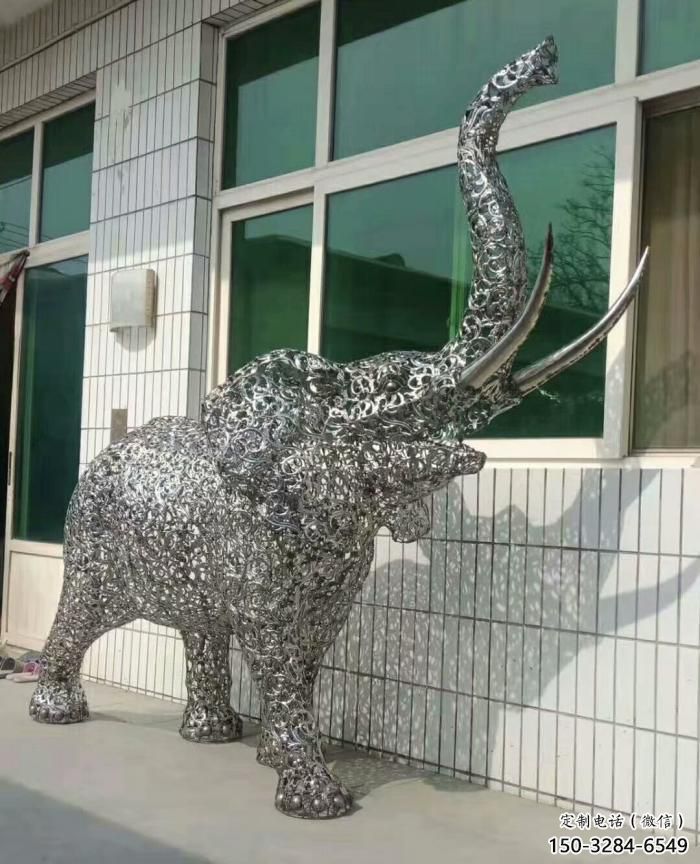 校園小象雕塑，可愛題材，鏡面工藝