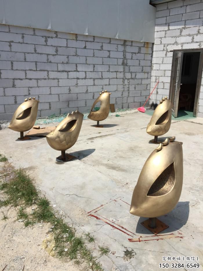 室內鳥類雕塑，景觀題材，鍍銅工藝