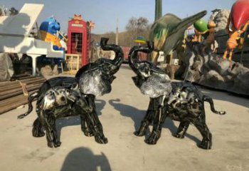 小區小象雕塑，仿真主題，彩繪工藝