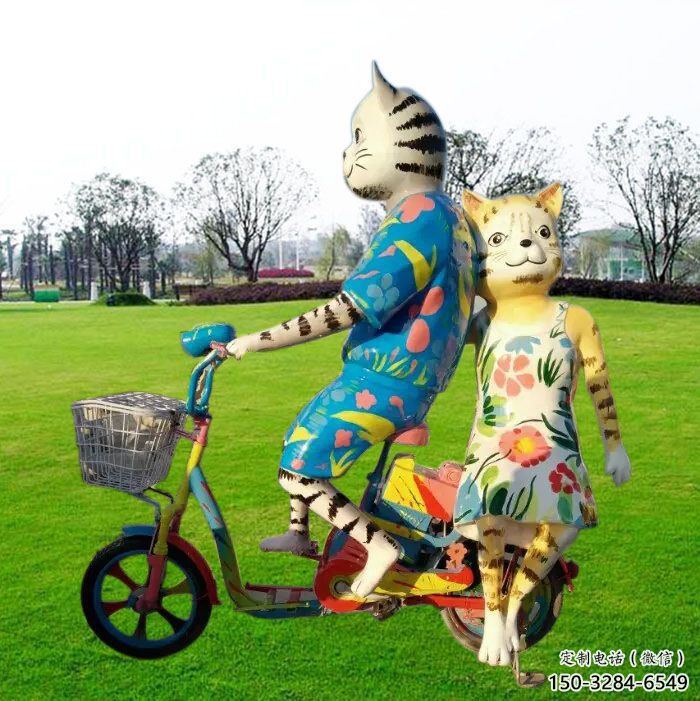 庭院小貓雕塑，動(dòng)物小品，卡通工藝