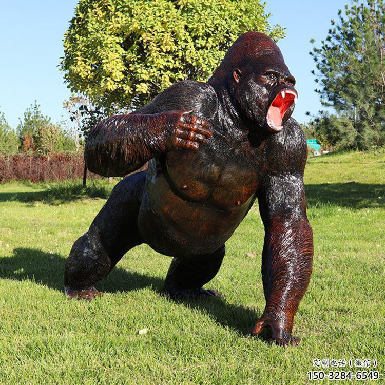 廣場猩猩雕塑，動物擺件，仿古工藝