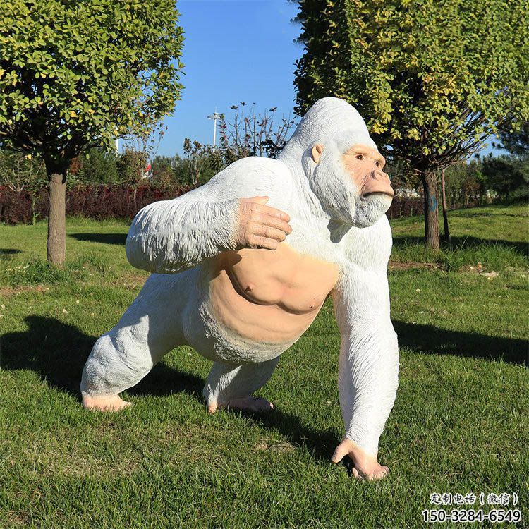 庭院猩猩雕塑，現(xiàn)代小品，彩繪工藝