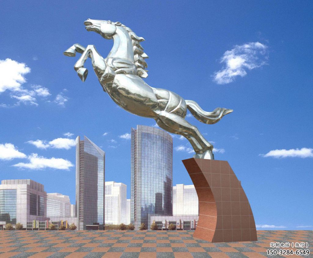 景區(qū)戰(zhàn)馬雕塑，噴水造型，鏡面工藝