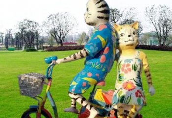 庭院小貓雕塑，動物小品，卡通工藝