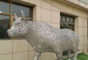 酒店小牛雕塑，家禽主題，鏤空工藝