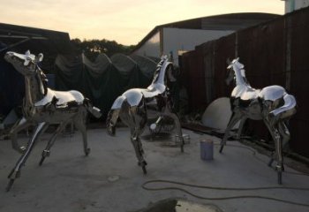 步行街戰馬雕塑，景觀主題，鏡面工藝