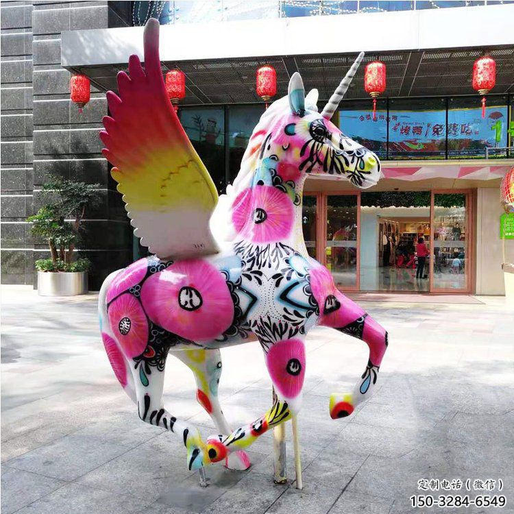 庭院天馬雕塑，現(xiàn)代小品，彩繪工藝