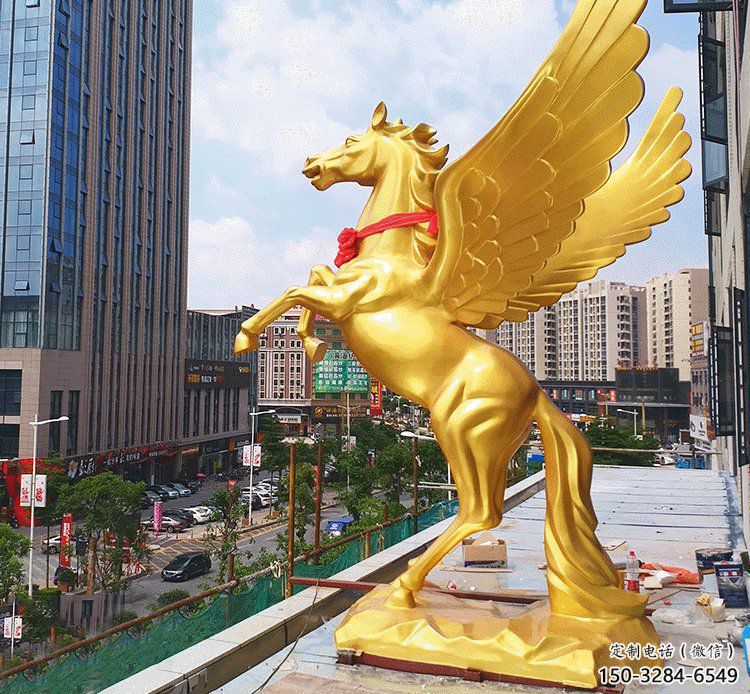 校園天馬雕塑，動物題材，鍍銅工藝