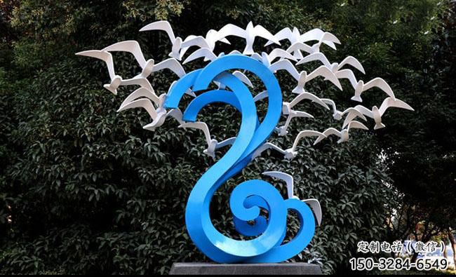 廣場(chǎng)大雁雕塑 公園仿真雕塑 抽象擺件