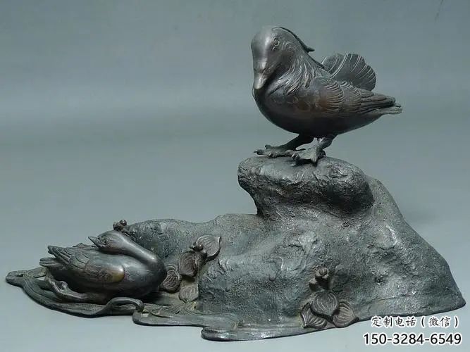 廣場鴛鴦雕塑 公園仿真雕塑 抽象擺件