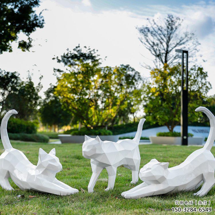 操場小貓咪雕塑，公園主題，幾何工藝