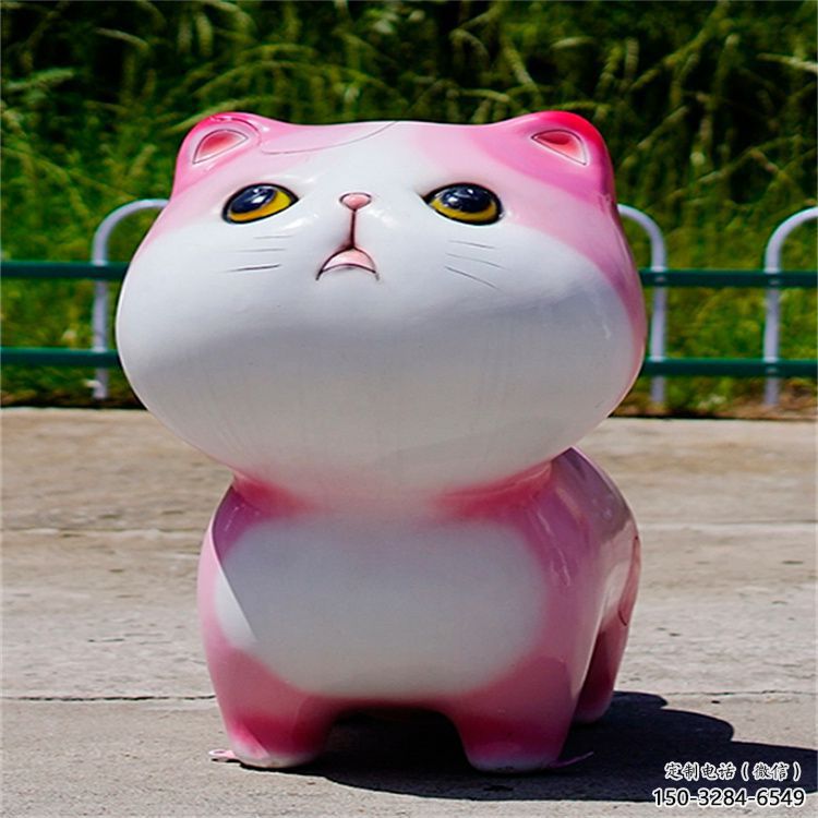 公園貓咪雕塑，噴砂發(fā)光雕塑，鑄銅工藝