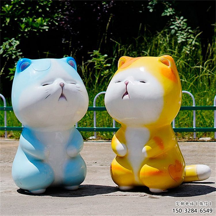 農村貓咪雕塑，鏤空海洋雕塑，抽象效果