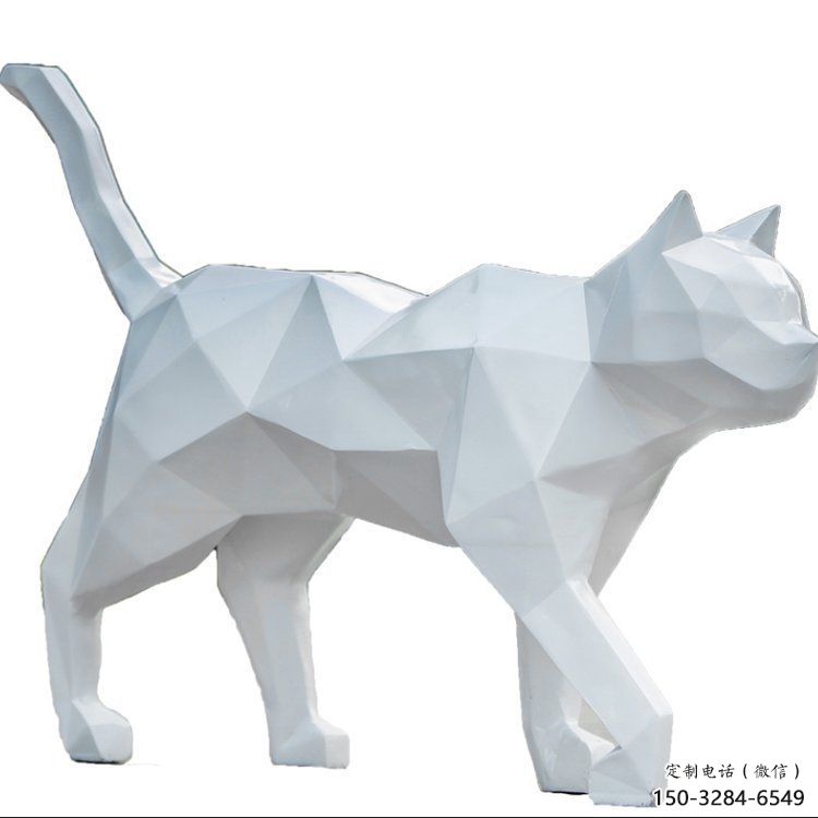 小區(qū)貓咪雕塑，拉絲海洋雕塑，抽象效果