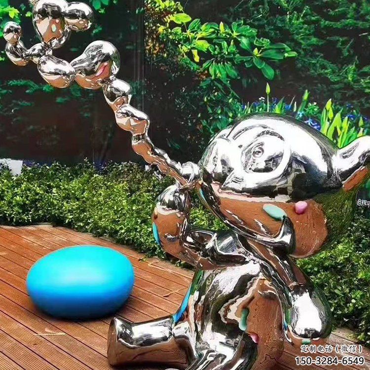 園林貓咪雕塑，噴漆運(yùn)動(dòng)雕塑，網(wǎng)格形式