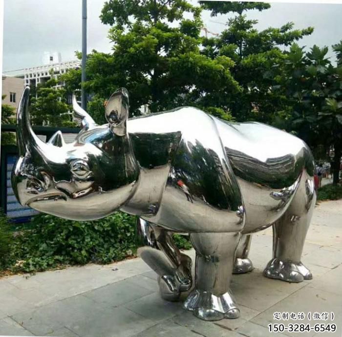 農(nóng)村犀牛雕塑，鏤空海洋雕塑，抽象效果