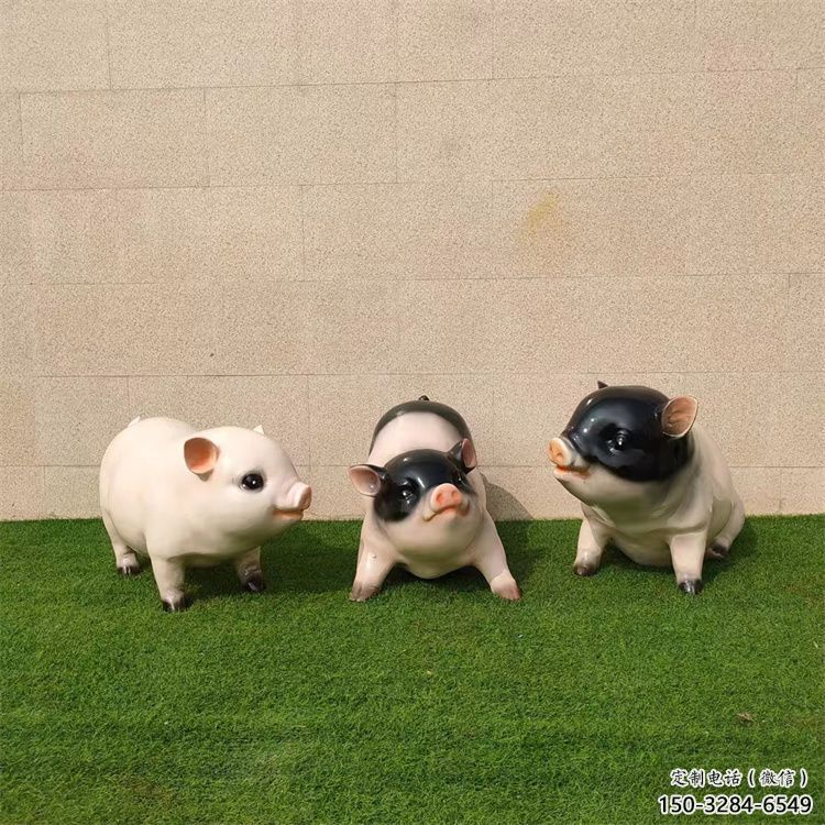 街道野豬雕塑，鑄銅農(nóng)耕雕塑，古銅效果