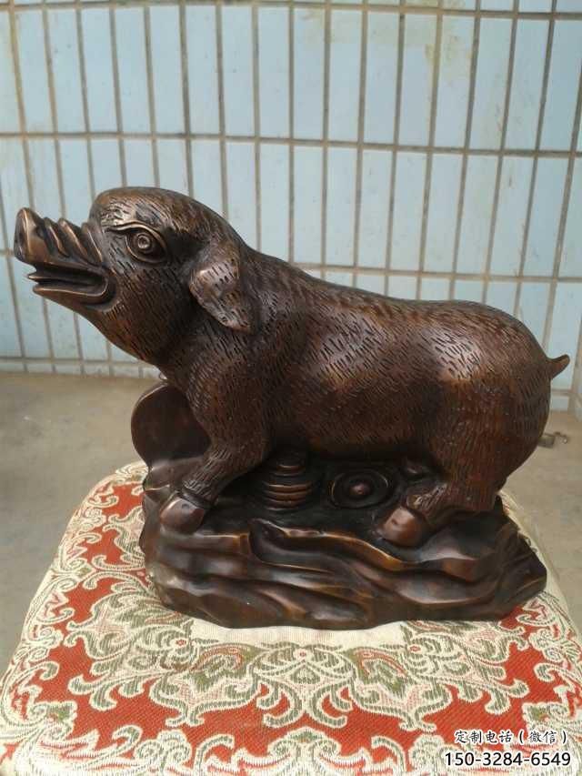 庭院野豬雕塑，鍍金歐式雕塑，網格形式