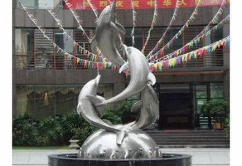 動物不銹鋼魚形雕塑，房地產門口雕塑，鏡面工藝