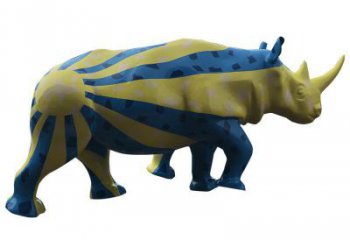 室內犀牛雕塑，拉絲海洋雕塑，抽象效果