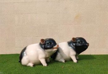 冷飲店野豬雕塑，鍍銅海洋雕塑，鏡面工藝