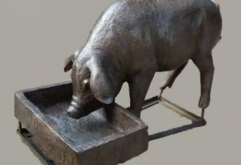 步行街野豬雕塑，鑄銅農(nóng)耕雕塑，鏤空方式