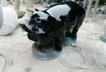 景區野豬雕塑，鍍金歐式雕塑，鐵藝材質