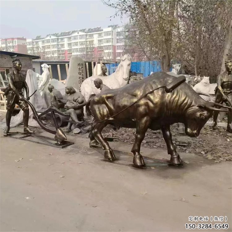 飯店老牛雕塑，鍍金歐式雕塑，鍍金工藝