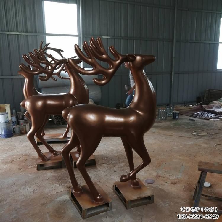 飯店馴鹿雕塑，鍍金歐式雕塑，鍍金工藝