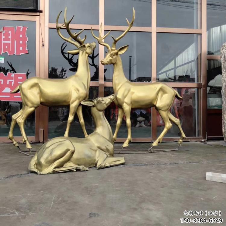 小區(qū)馴鹿雕塑，拉絲海洋雕塑，抽象效果