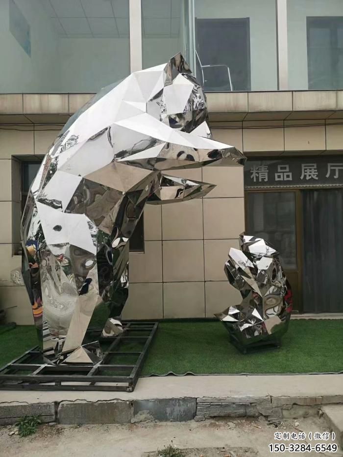 庭院狗熊雕塑，鍍金歐式雕塑，網格形式