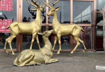 小區(qū)馴鹿雕塑，拉絲海洋雕塑，抽象效果