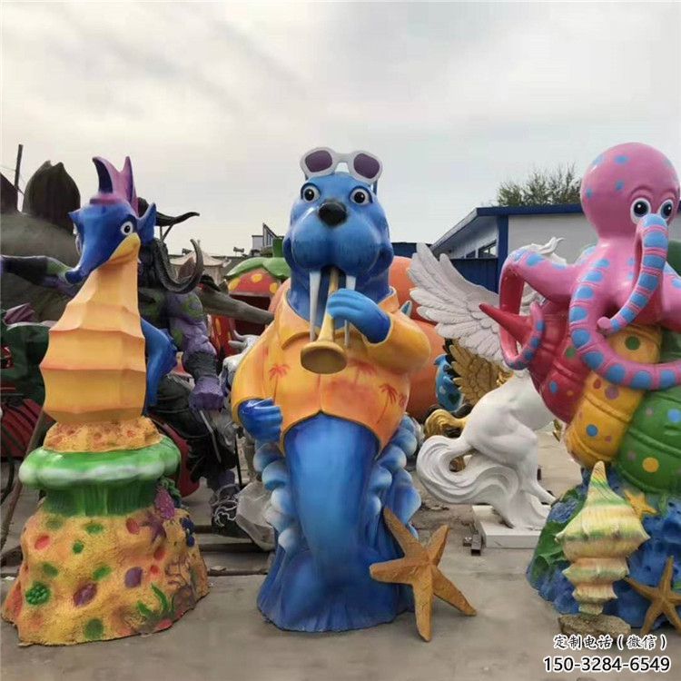 小區河馬雕塑，拉絲海洋雕塑，抽象效果