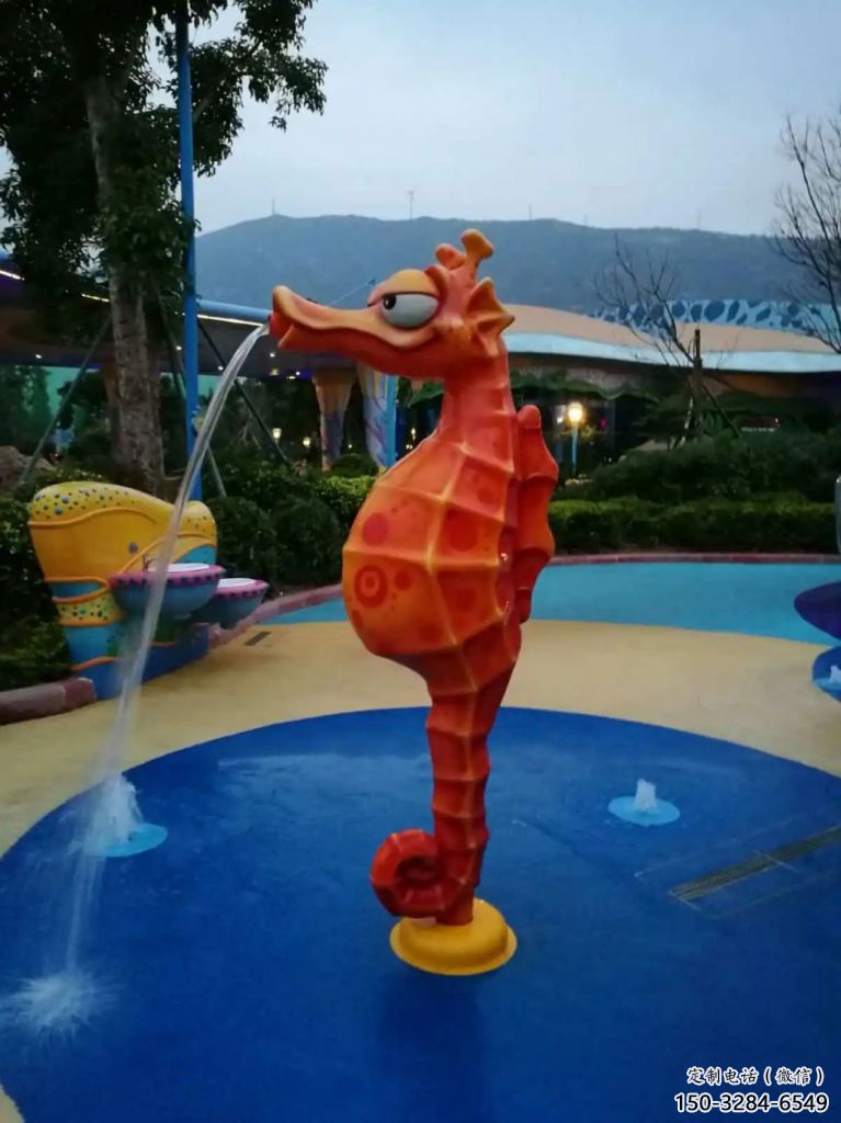 園林河馬雕塑，噴漆運動雕塑，動漫形式