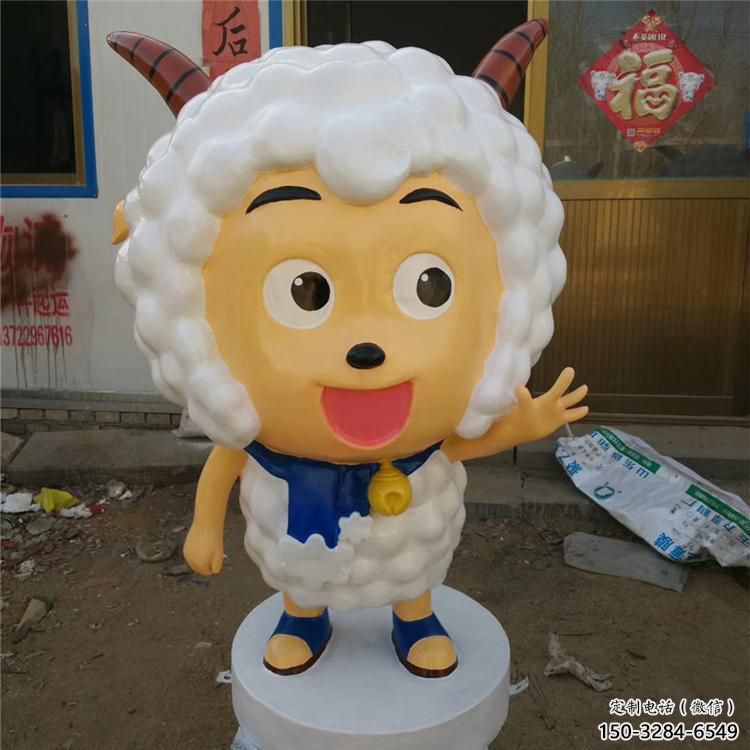 廣場(chǎng)小羊雕塑，卡通水景雕塑，抽象效果