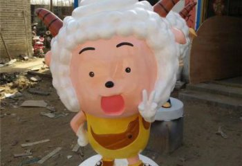 園林小羊雕塑，噴漆運動雕塑，卡通形式