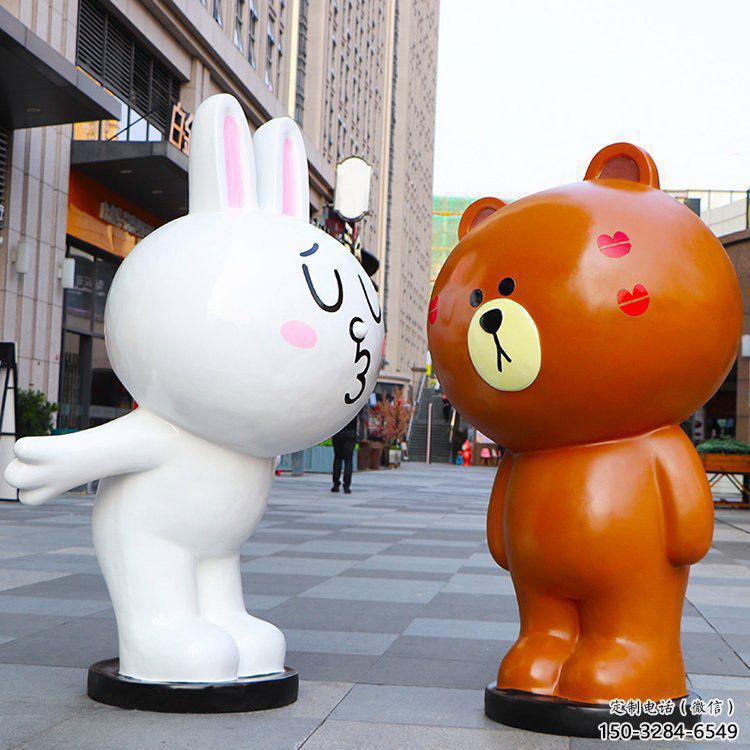 步行街布朗熊雕塑生產，鑄銅農耕雕塑，卡通方式