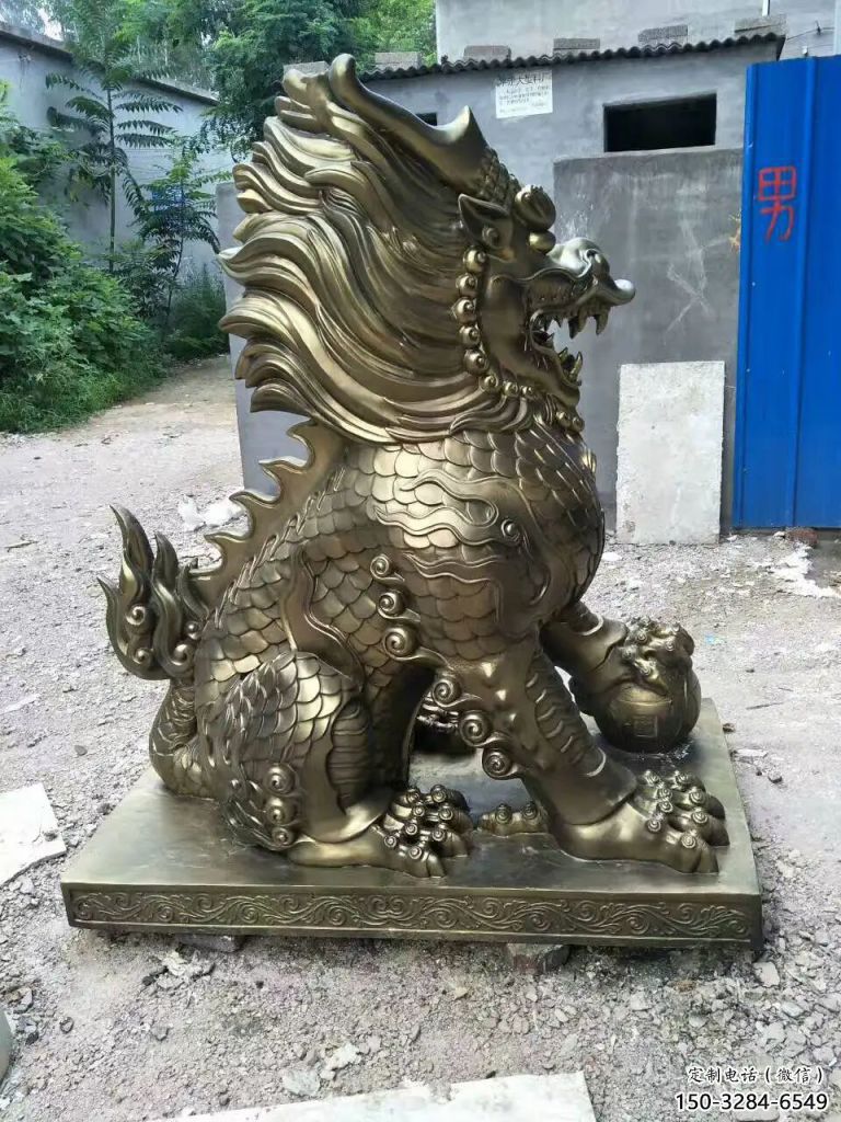 步行街麒麟雕塑，鑄銅農耕雕塑，鑄造方式