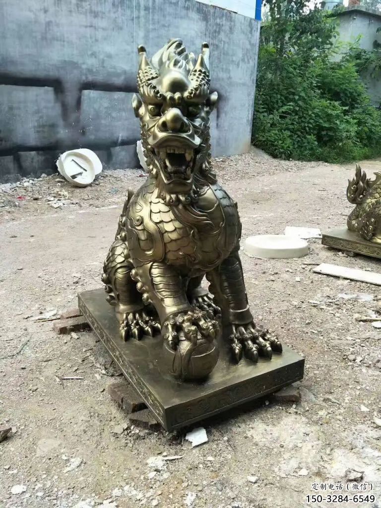 室內(nèi)麒麟雕塑，拉絲海洋雕塑，抽象效果